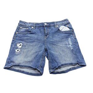 Justice Girls Denim Shorts Size 16.5 Blue Distressed Style